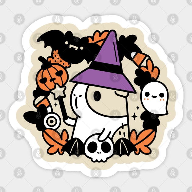 Bubu and Moonch, Halloween Witchy Guinea Pig Sticker by Noristudio